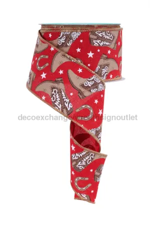 2.5"X10Yd Cowboy Boots Red/Brown/Tan/White RGF153924