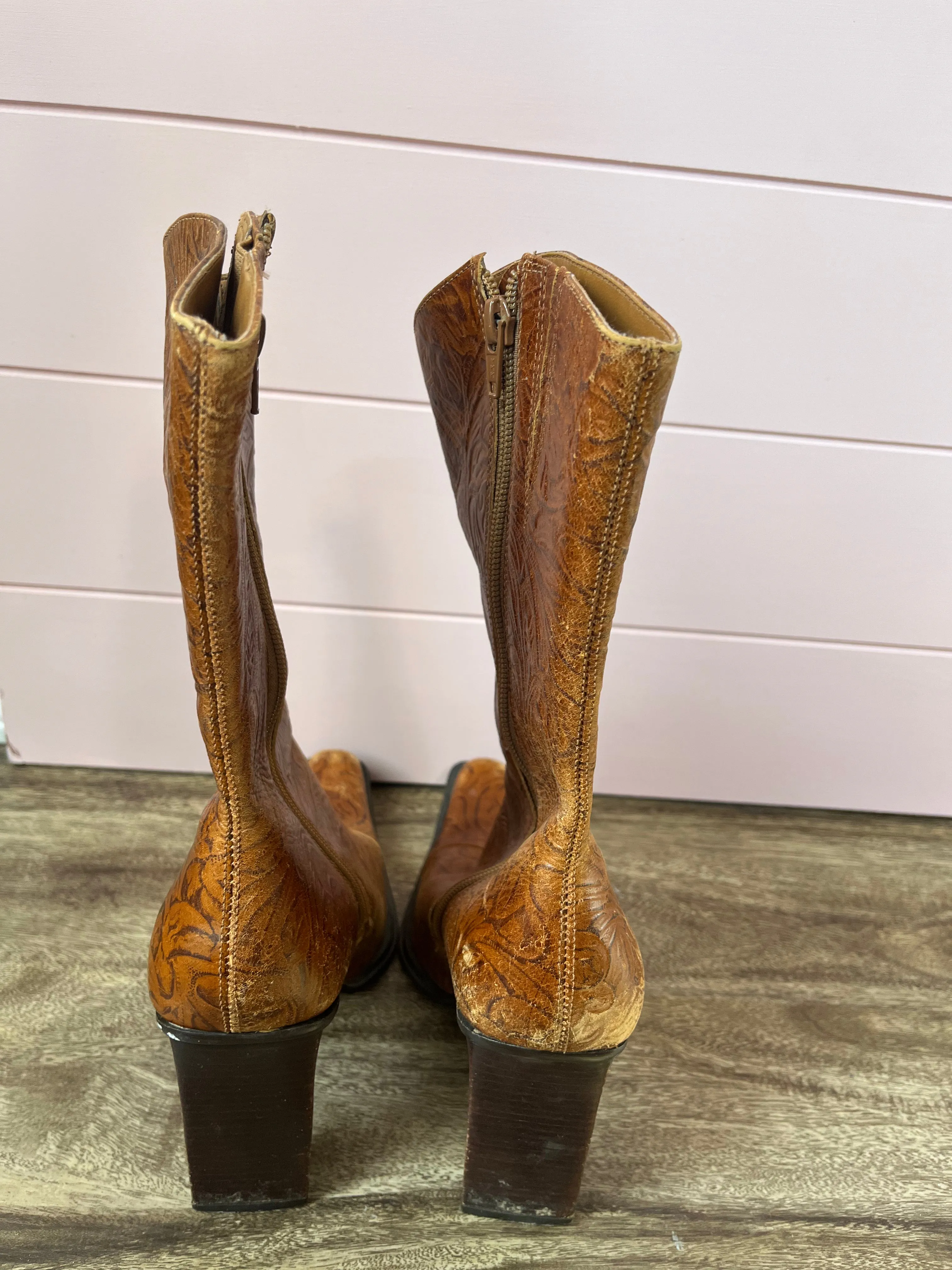 7.5B Steve Madden Brisa Calf High Western Leather Heeled Boots