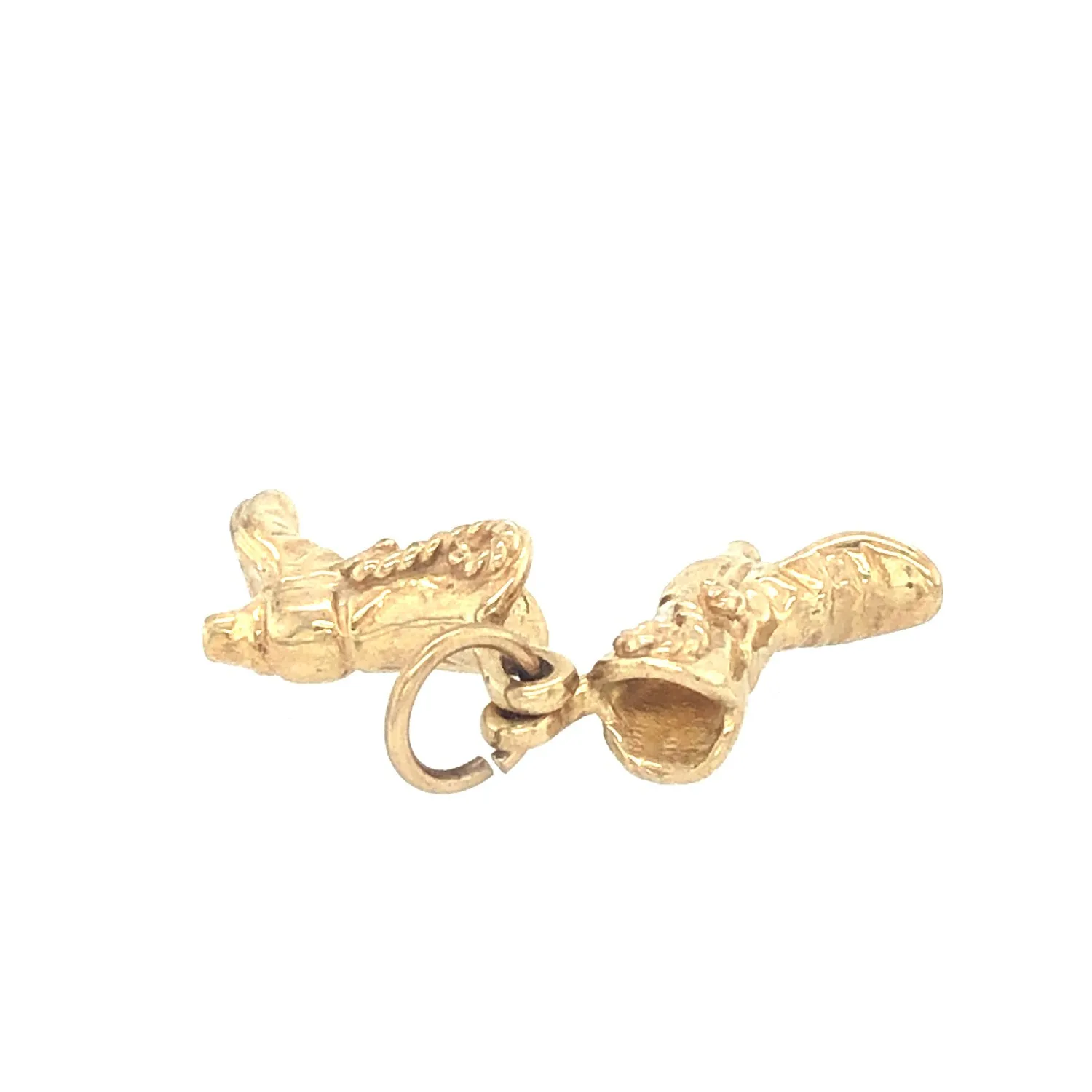 9k Gold Pair of Cowboy Boots Vintage Charm