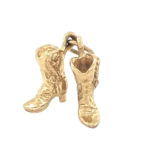 9k Gold Pair of Cowboy Boots Vintage Charm