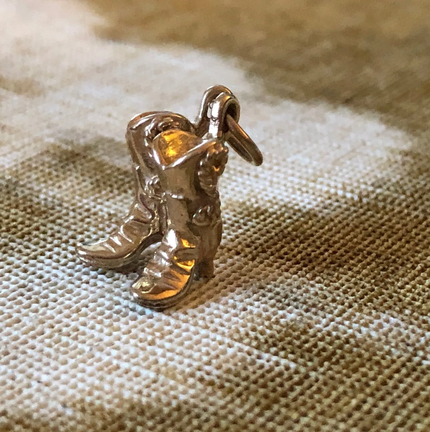 9k Gold Pair of Cowboy Boots Vintage Charm