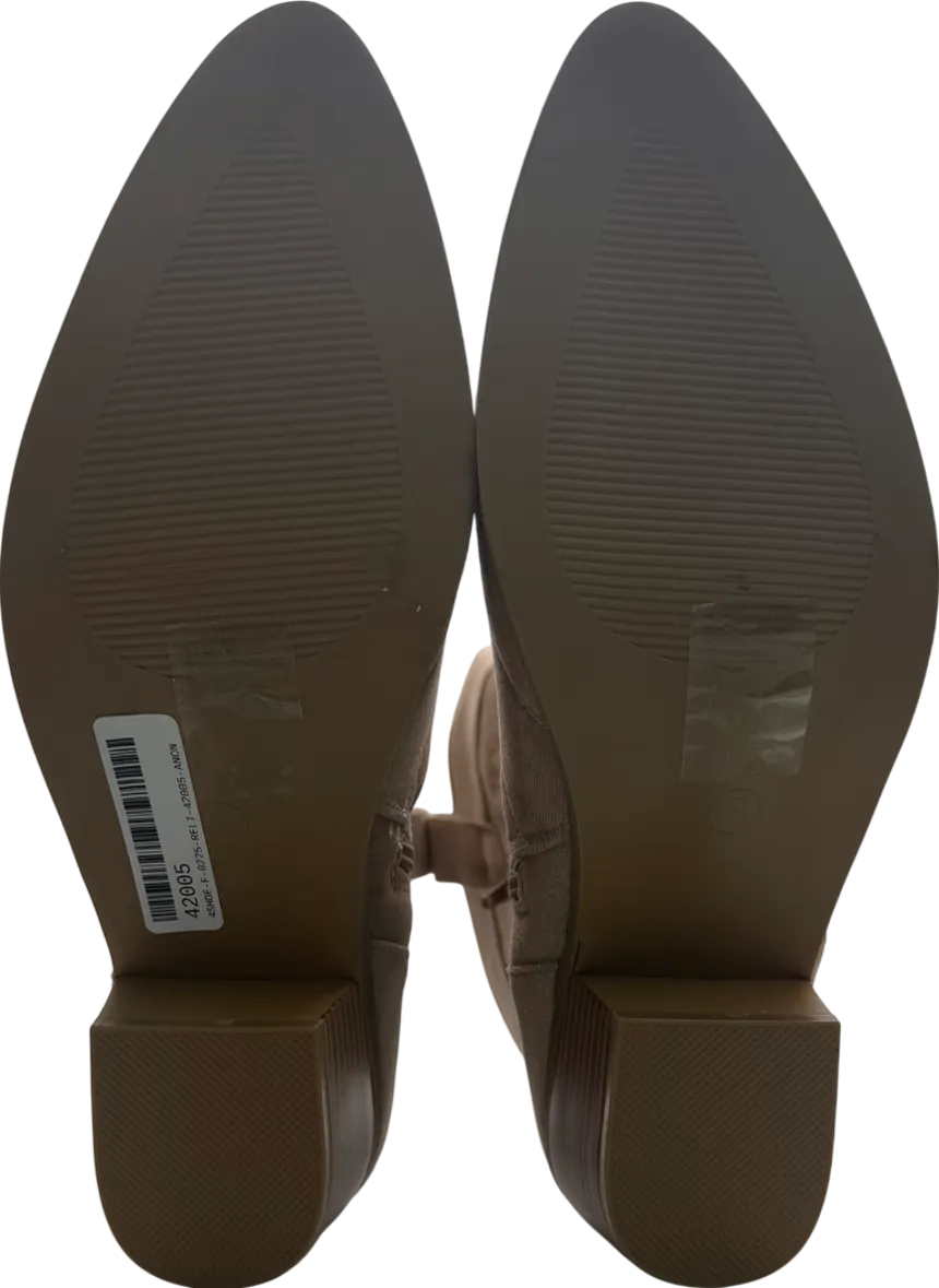 boohoo Beige Faux Suede Embroidered Western Ankle Cowboy Boots UK 6 EU 39 👠