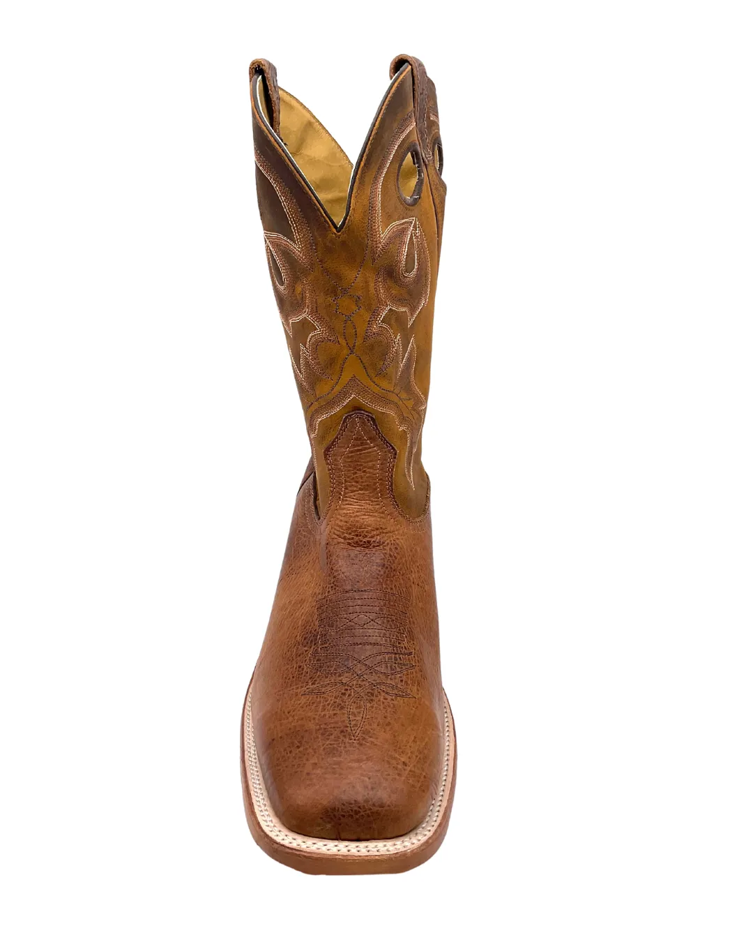 'Boulet' Men's 12" Saddle Vamp Western Square Toe - Shrunken Bomber / Ambergold