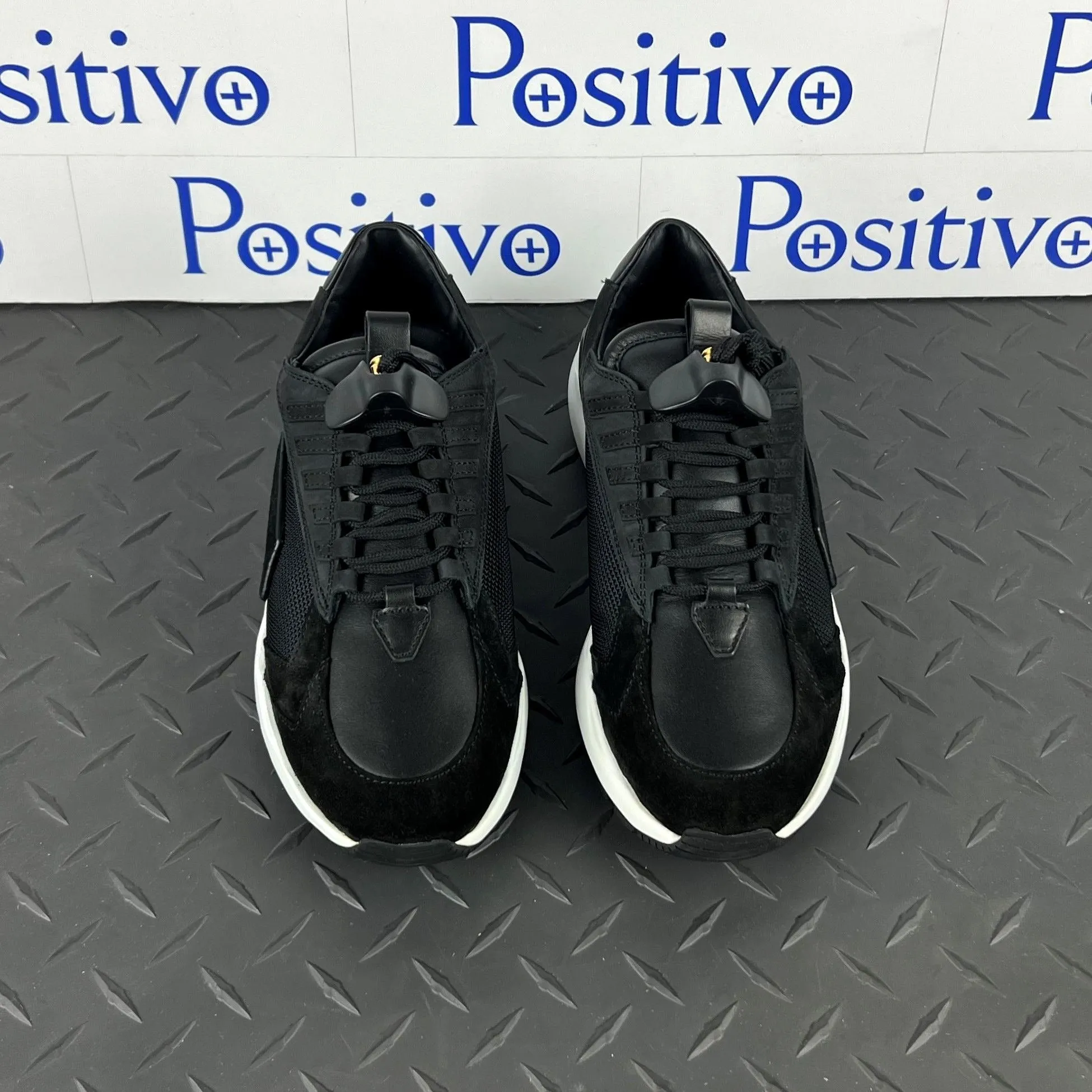Buscemi Womens Run 2 Black Suede Sneakers SAMPLE