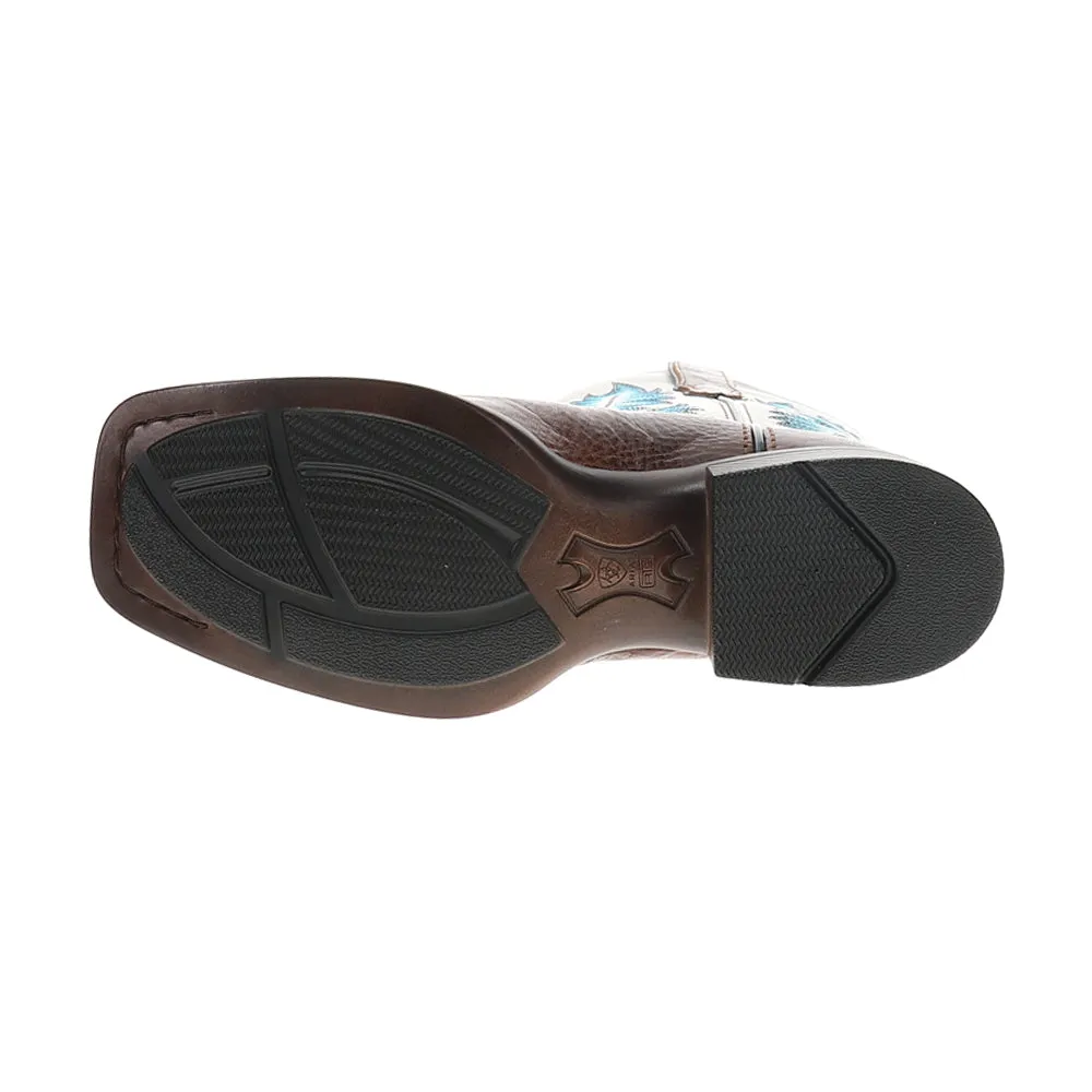 Canyon Point Embroidered Square Toe Pull On Cowboy Boots