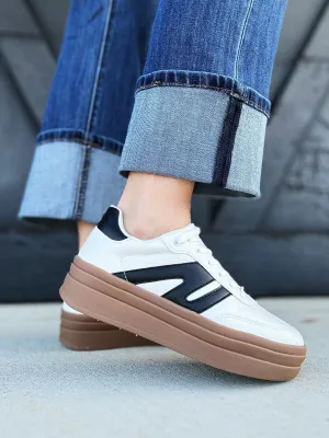 Chunky Platform Low Top Sneakers In White