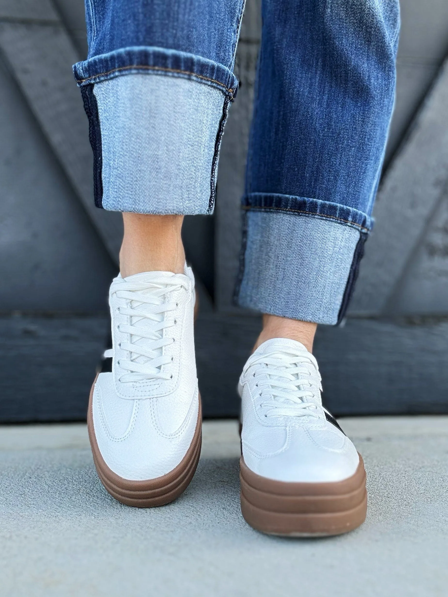 Chunky Platform Low Top Sneakers In White