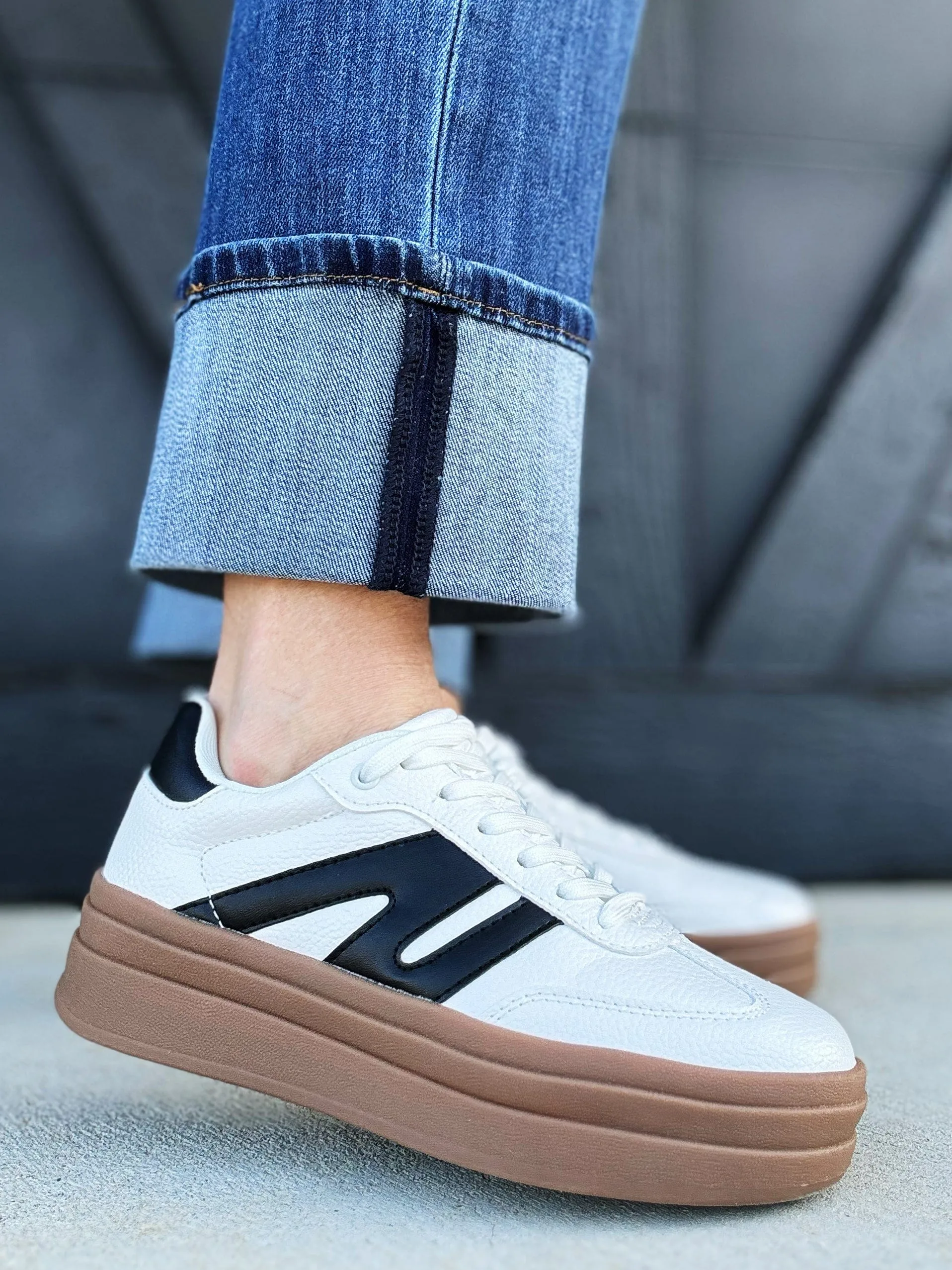 Chunky Platform Low Top Sneakers In White