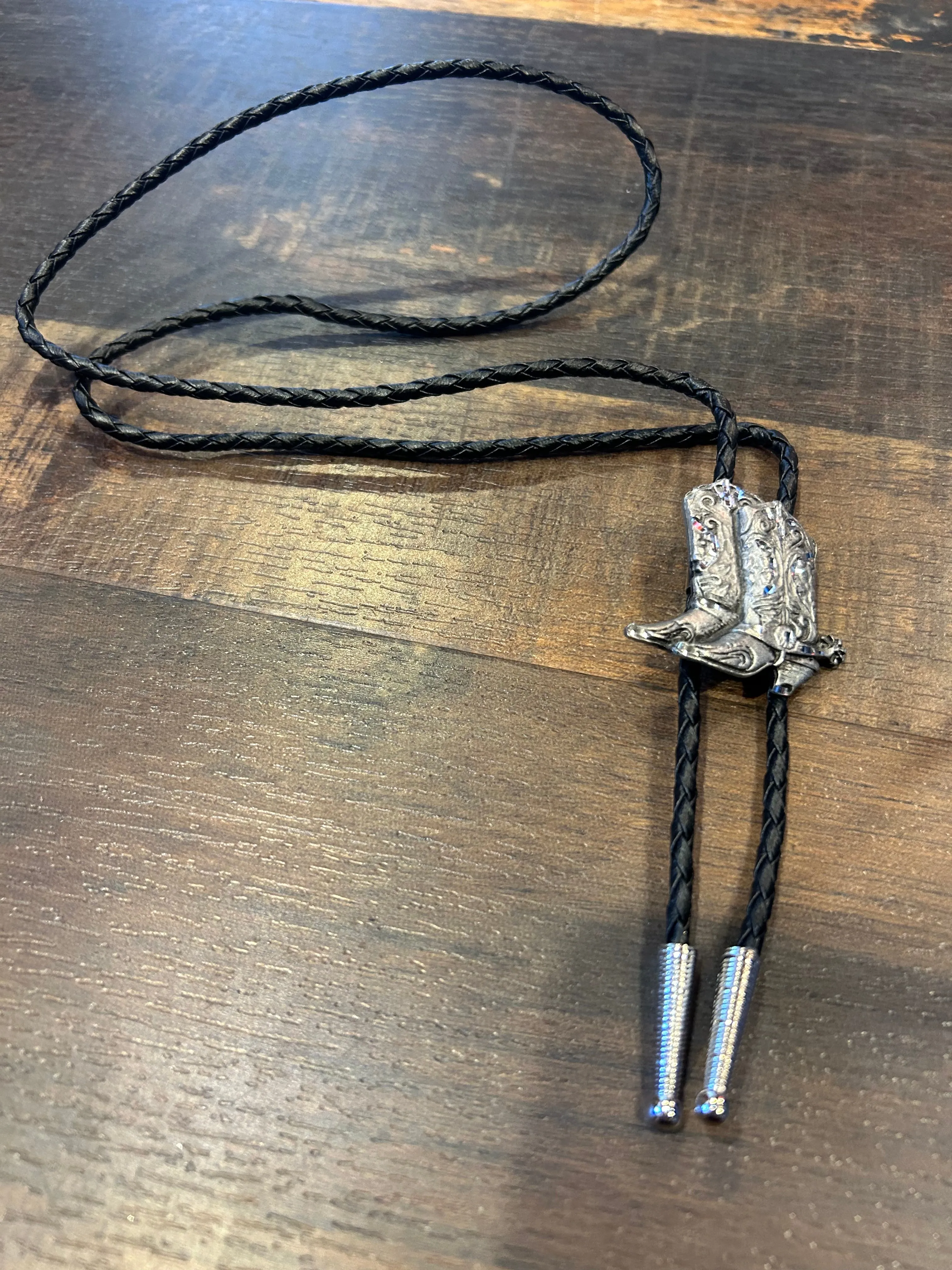 Cowboy Boots Spurs Bolo Tie
