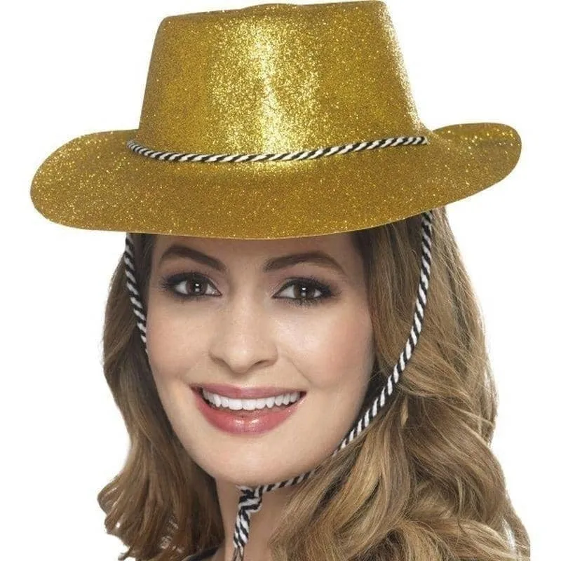 Cowboy Glitter Hat Adult Gold