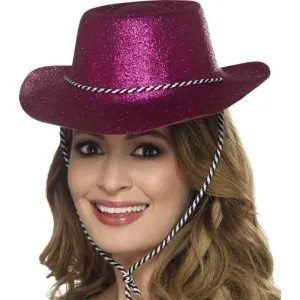 Cowboy Glitter Hat Adult Pink