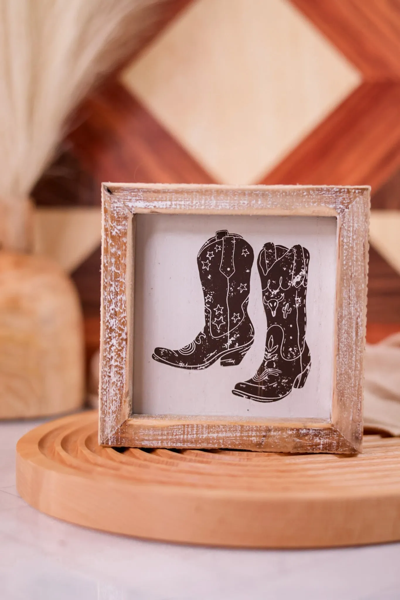 Cowboy Hat/Boots Reversible Wooden Sign