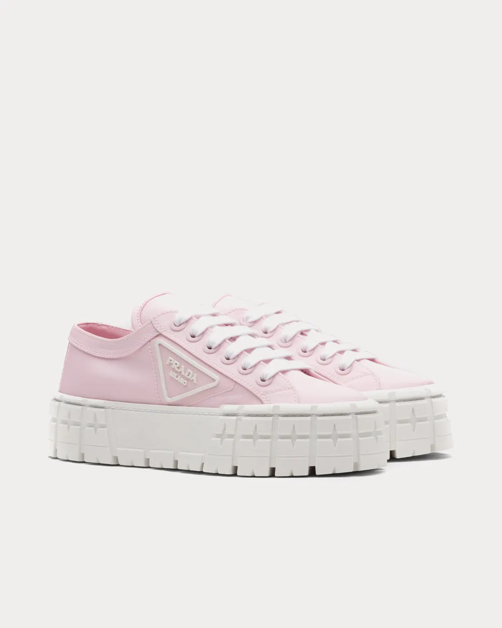 Double Wheel Nylon Gabardine Alabaster Pink Low Top Sneakers