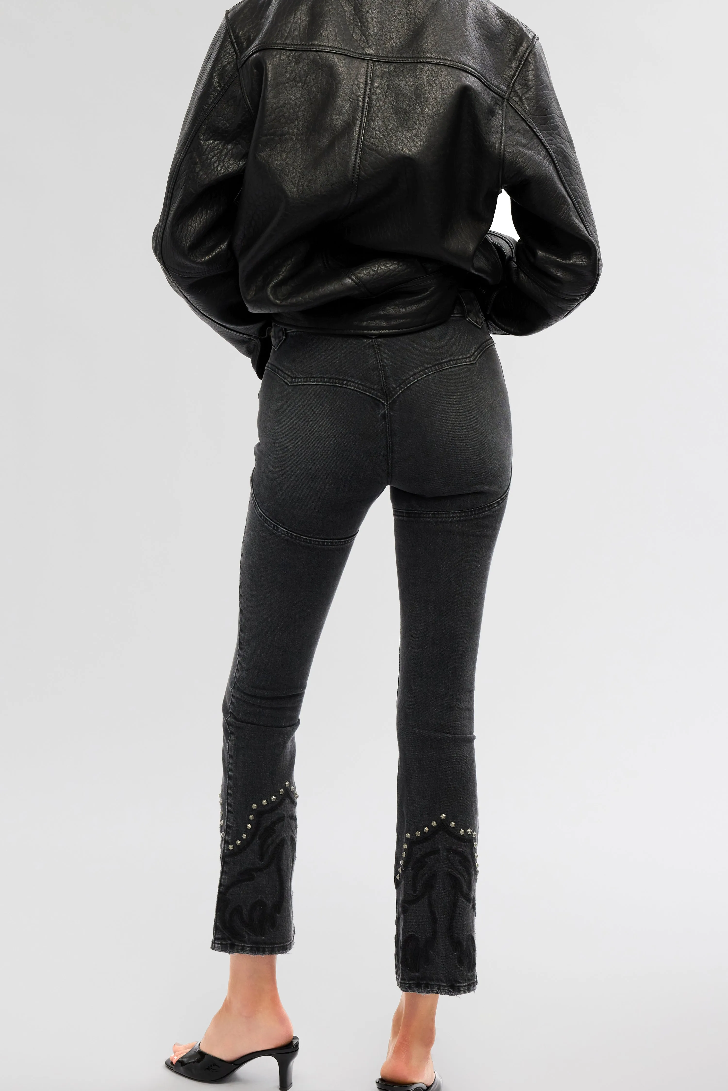 FADED CHARCOAL WESTERN STRETCH JEAN