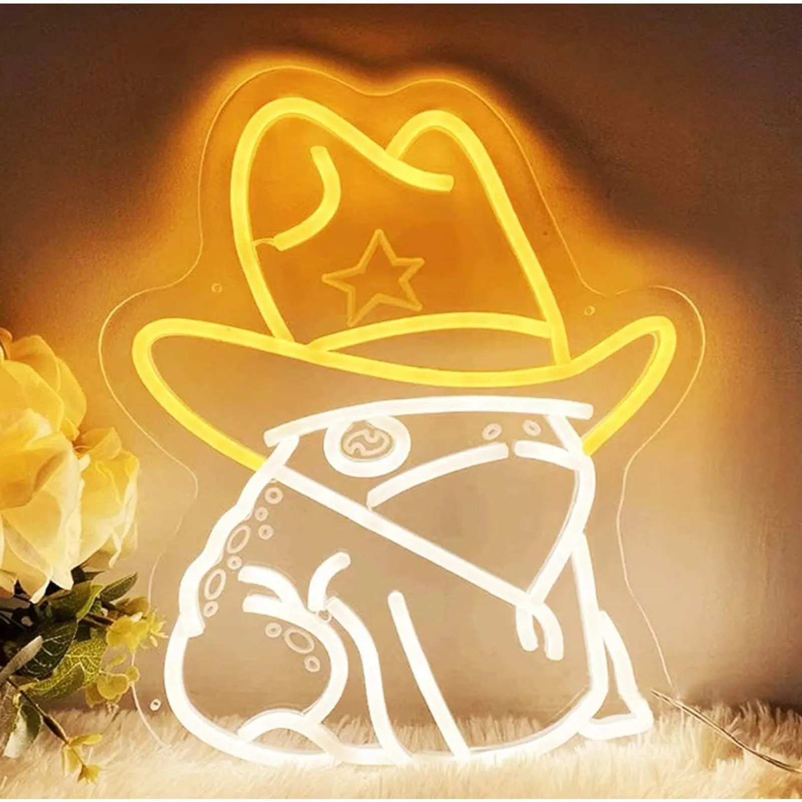 Fun Warm Bright Cowboy Frog LED Nigh Light Room Wall Decor