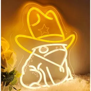 Fun Warm Bright Cowboy Frog LED Nigh Light Room Wall Decor