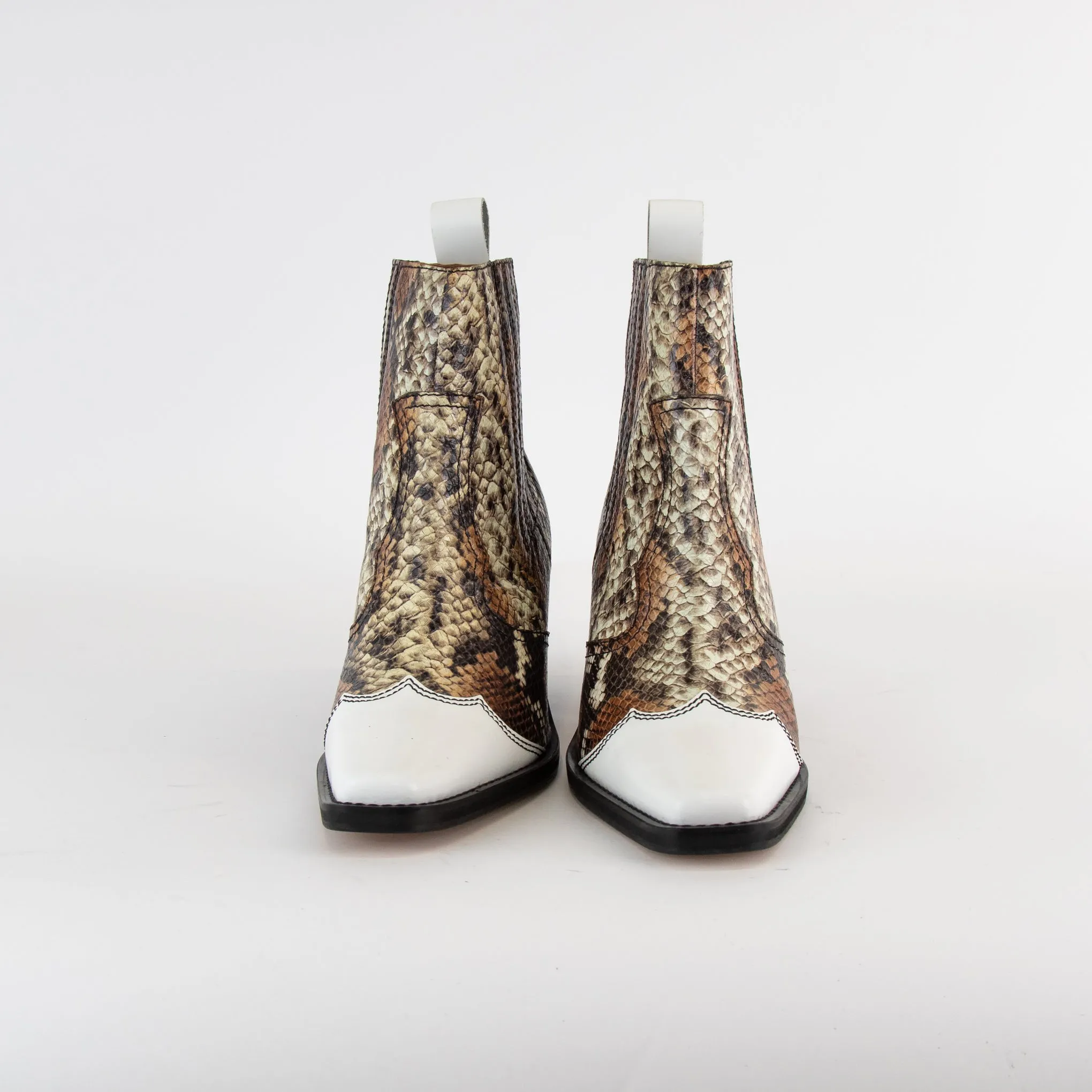 Ganni Lovina Brown Animal Print Cowboy Boots