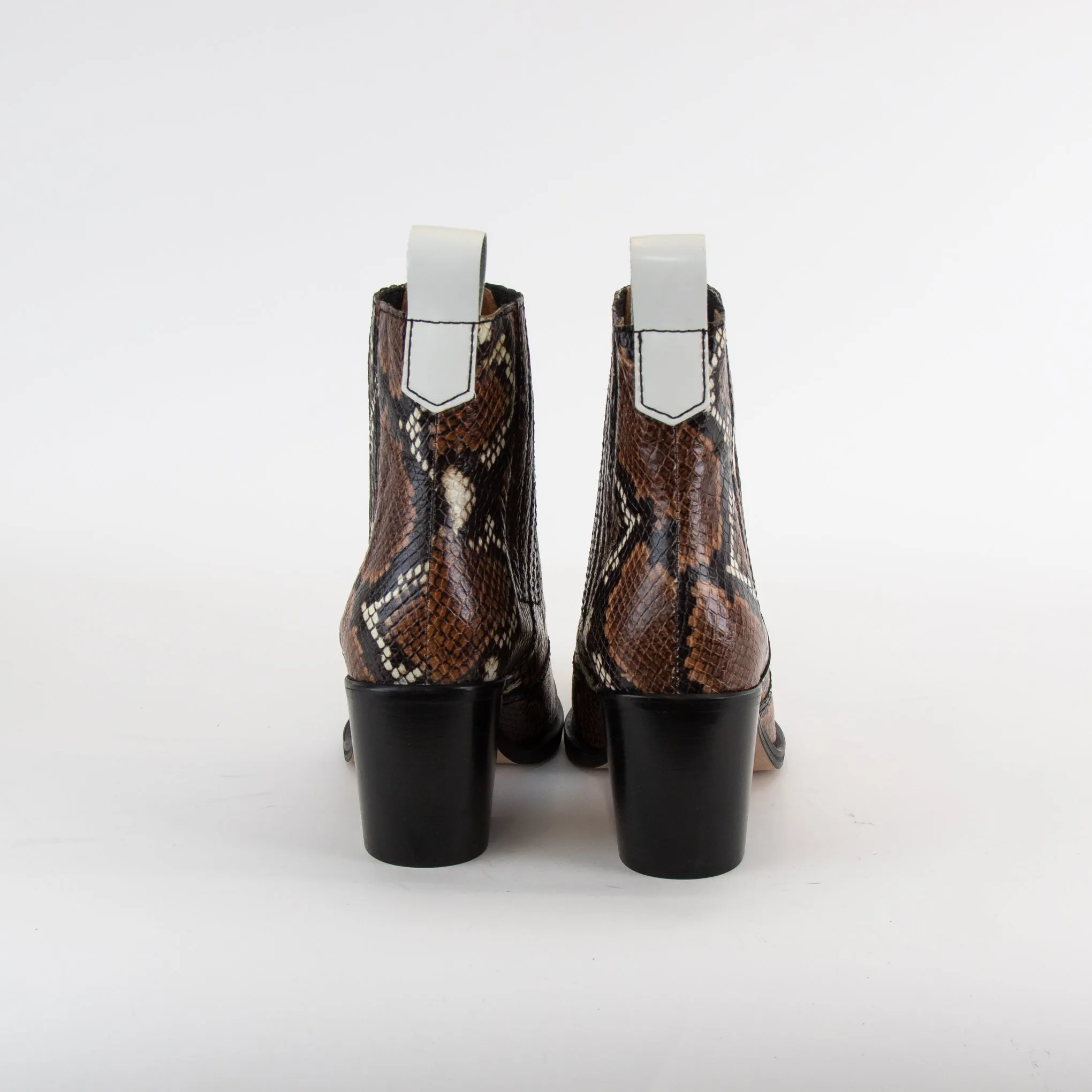 Ganni Lovina Brown Animal Print Cowboy Boots