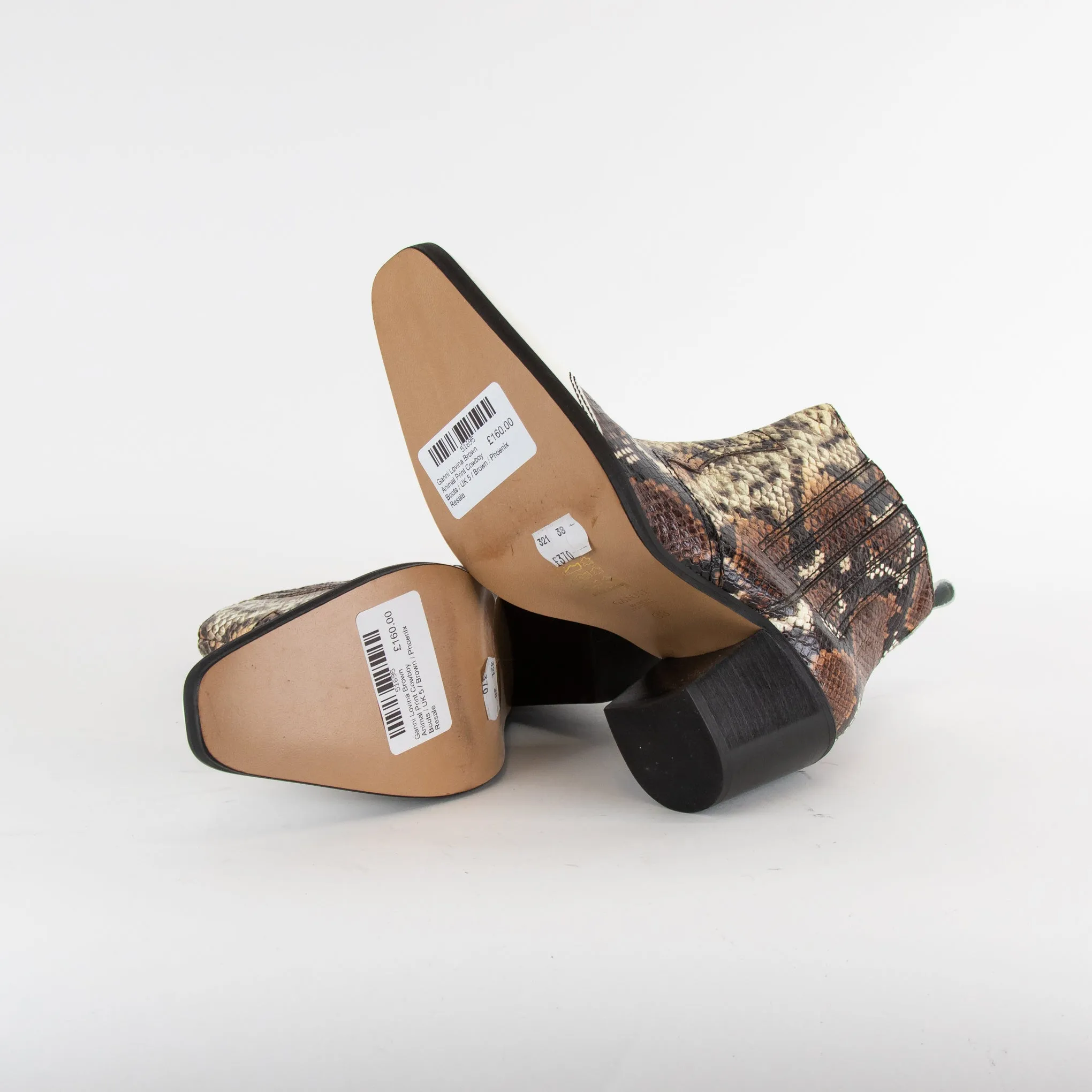 Ganni Lovina Brown Animal Print Cowboy Boots