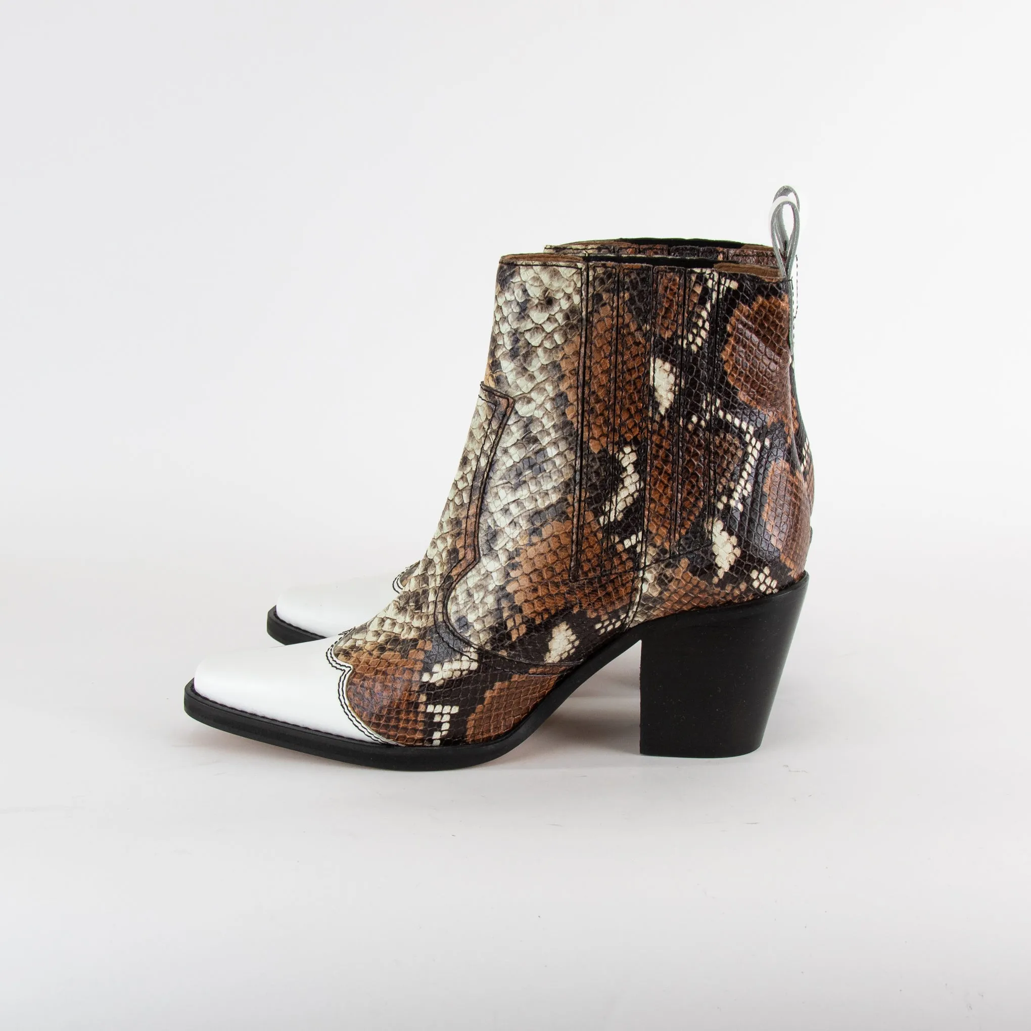 Ganni Lovina Brown Animal Print Cowboy Boots
