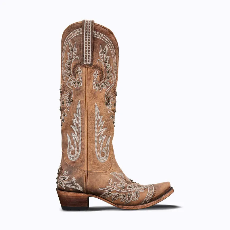Gardenia Embroidery Vintage Cowboy Boots