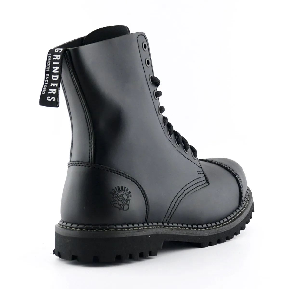 Grinders - Stag CS Black Leather Steel Toecap Unisex Military Style Boots