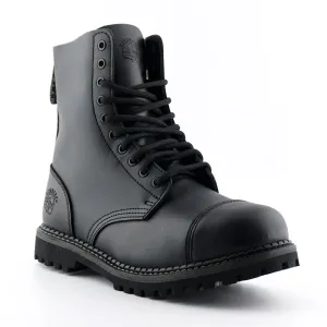 Grinders - Stag CS Black Leather Steel Toecap Unisex Military Style Boots
