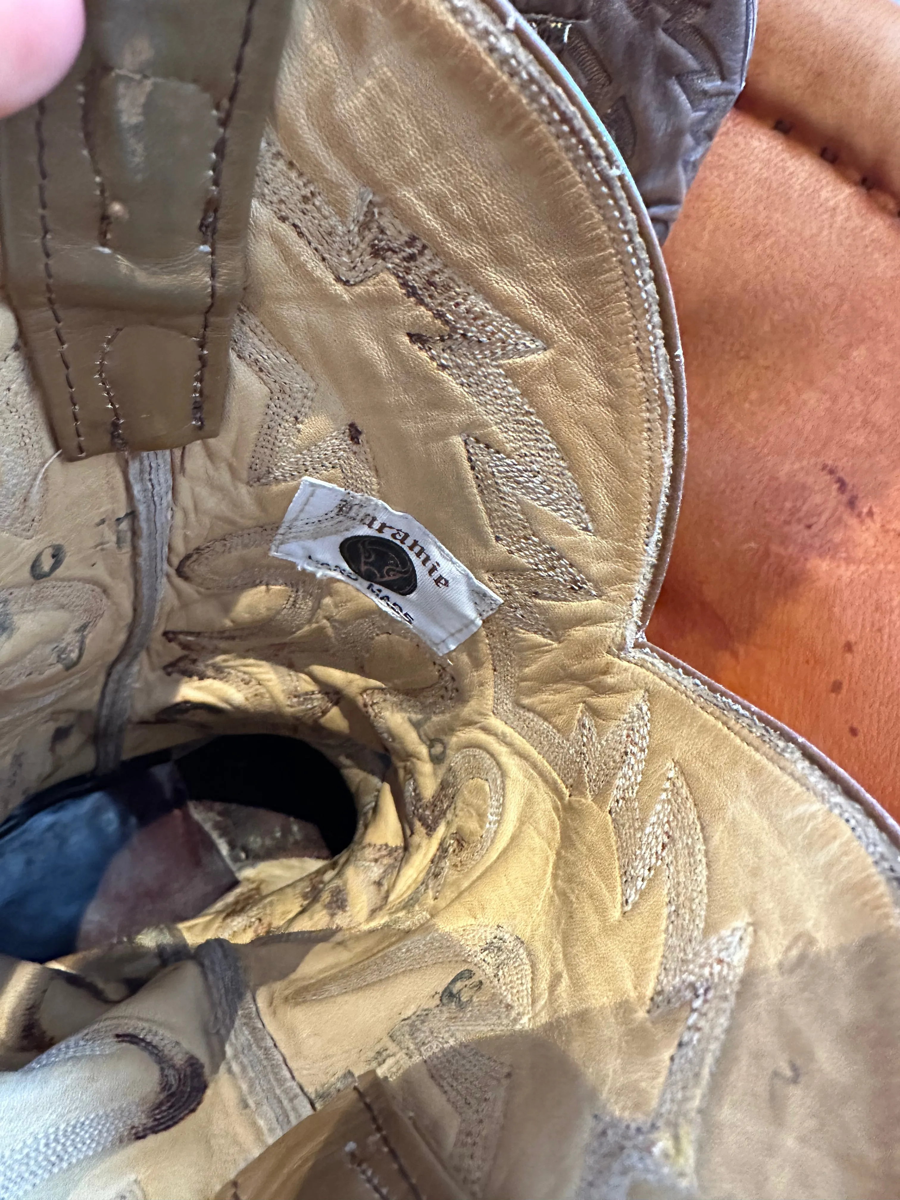 Laramie Two Tone Ostrich and Leather Boots 9.5D