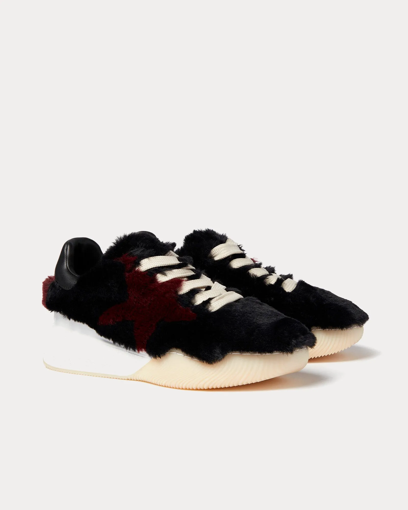 Loop Shaggy Lace-Up Black Low Top Sneakers