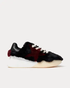 Loop Shaggy Lace-Up Black Low Top Sneakers