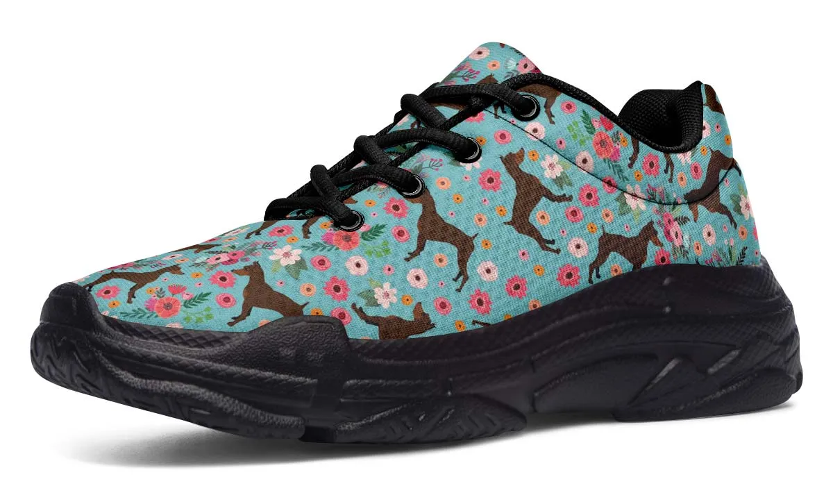 Miniature Pinscher Flower Chunky Sneakers