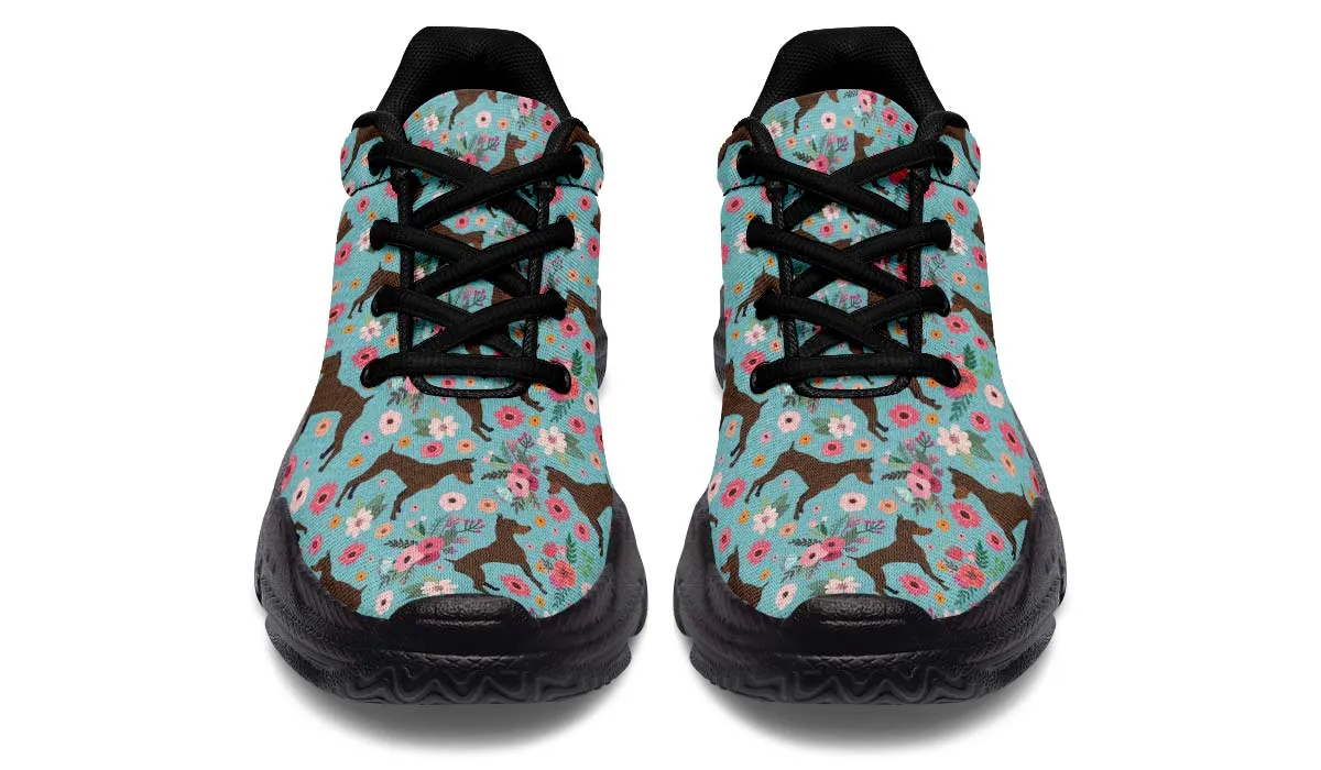 Miniature Pinscher Flower Chunky Sneakers
