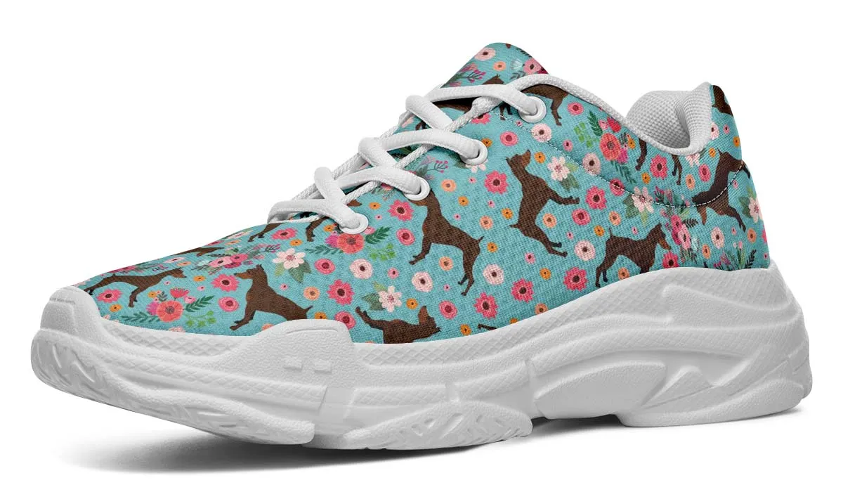Miniature Pinscher Flower Chunky Sneakers