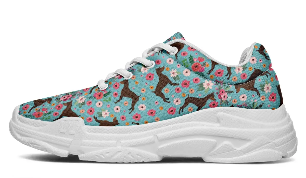 Miniature Pinscher Flower Chunky Sneakers