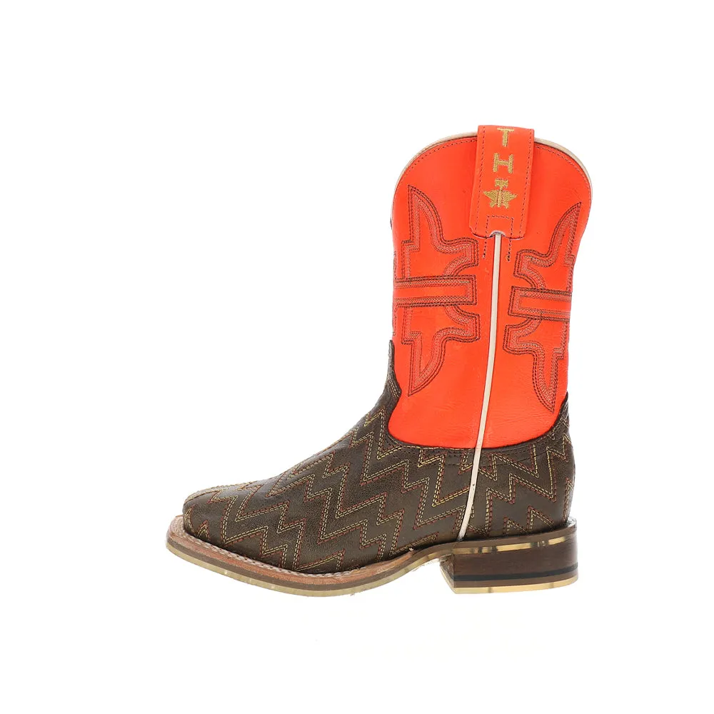 Neon Thunder Square Toe Cowboy Boots (Big Kid)