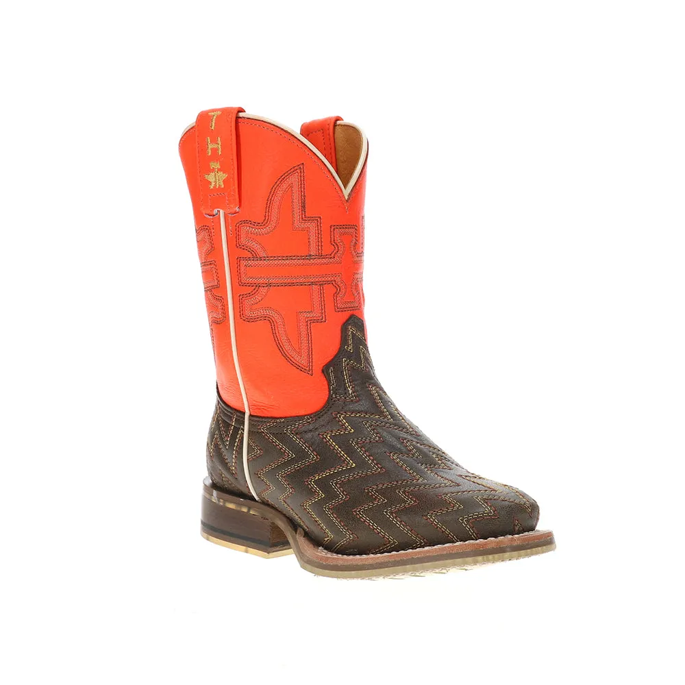Neon Thunder Square Toe Cowboy Boots (Big Kid)