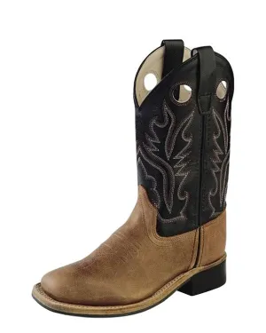 OLD WEST YOUTH LIGHT BROWN BLACK COWBOY BOOTS