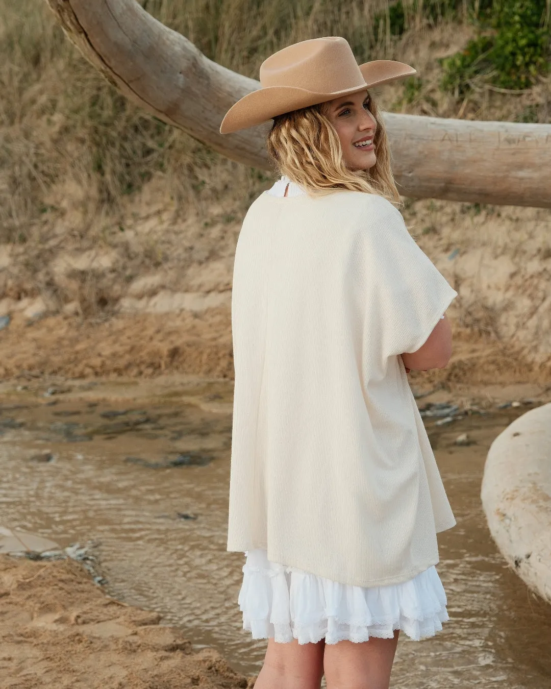 Oversized Tunic Top - Ecru