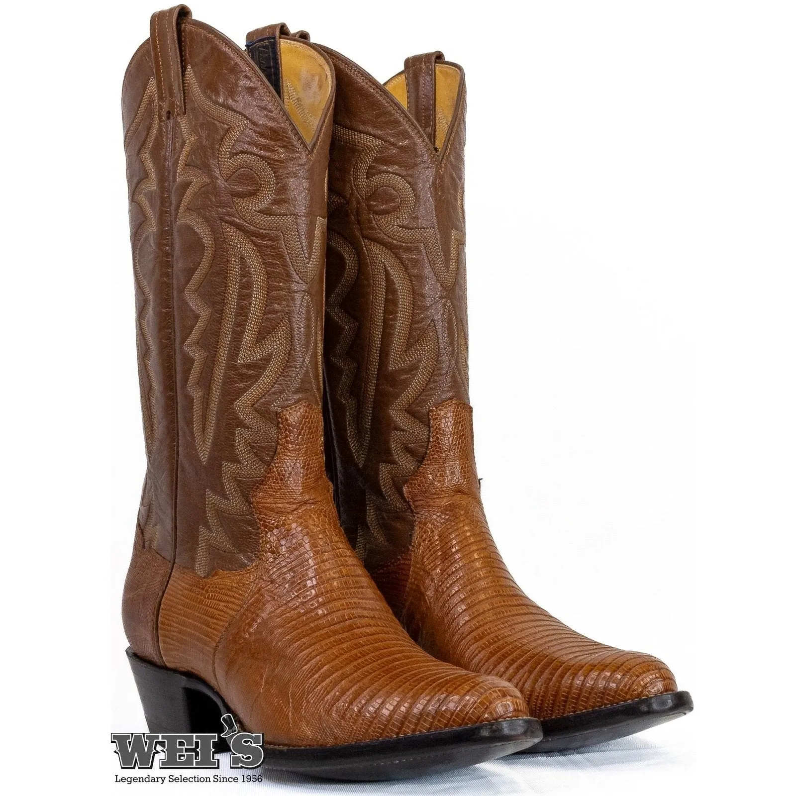 Panhandle Slim Men's Cowboy Boots 14" Exotic Lizard Nut 5-LIZARD
