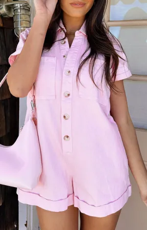 Range Romper ~ Candy Pink Denim