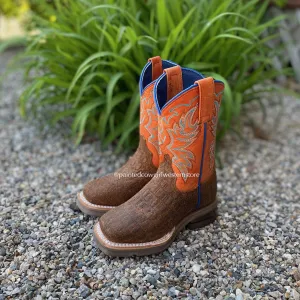 Roper Boy's Brown Caiman Print Square Toe Cowboy Boots 7019-1662 Roper Boy's Brown Caiman Print Square Toe Cowboy Boots 7019-1662