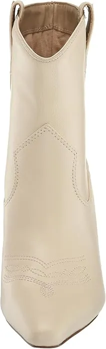 Sam Edelman Moe Modern Ivory Pointed Toe Stiletto Heeled Pull On Ankle Booties