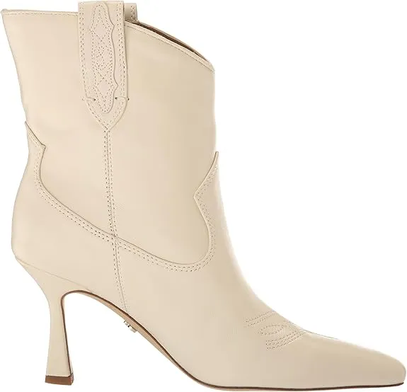 Sam Edelman Moe Modern Ivory Pointed Toe Stiletto Heeled Pull On Ankle Booties