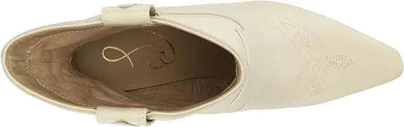 Sam Edelman Moe Modern Ivory Pointed Toe Stiletto Heeled Pull On Ankle Booties