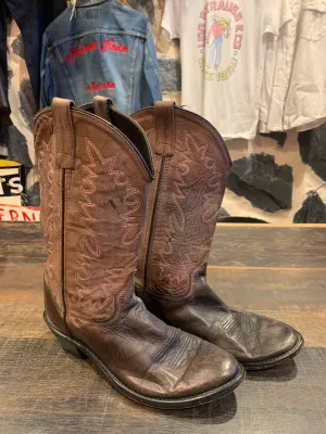 Vintage Chocolate Cowboy Boots, 7.5