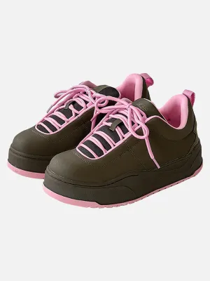 Vintage Contrast Color Chunky Shoes