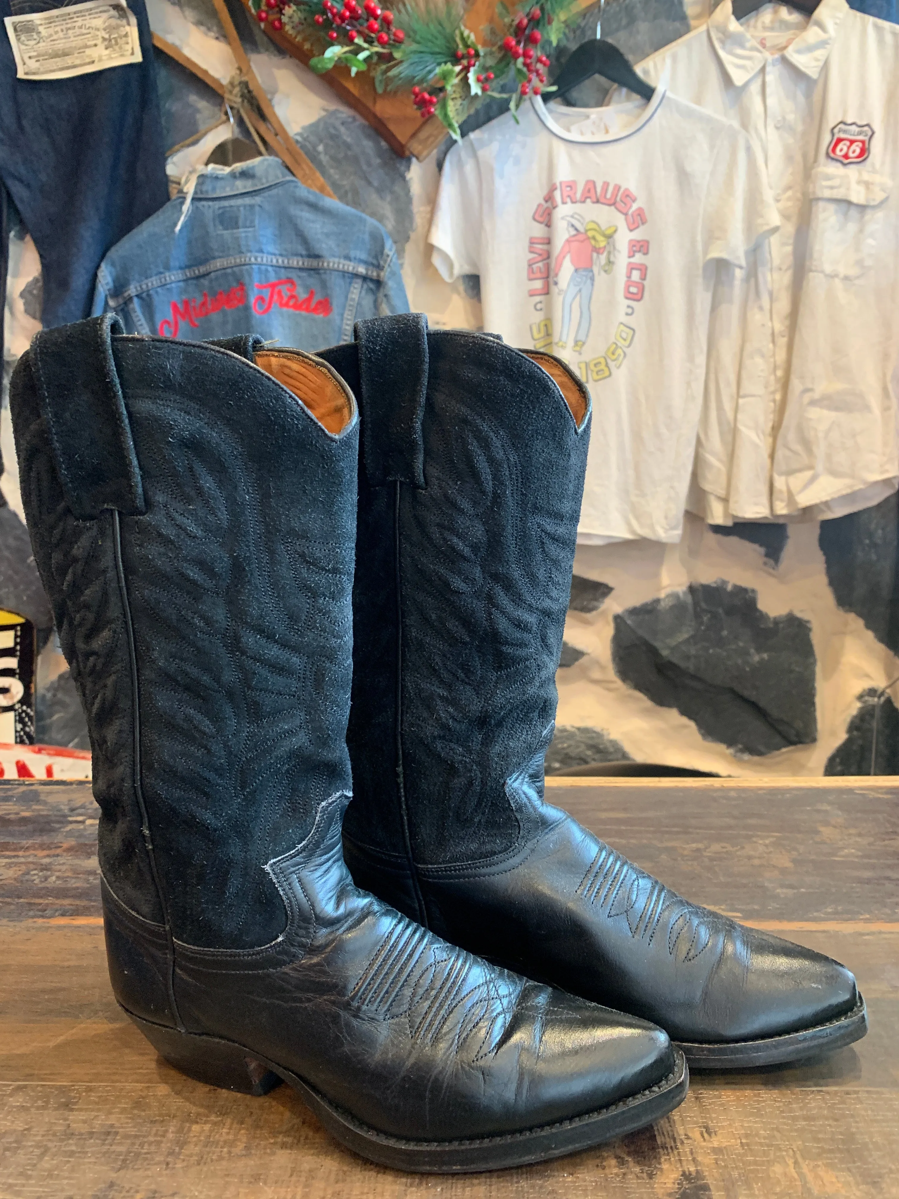 Vintage Sendra Black w Suede Top, W 5-6