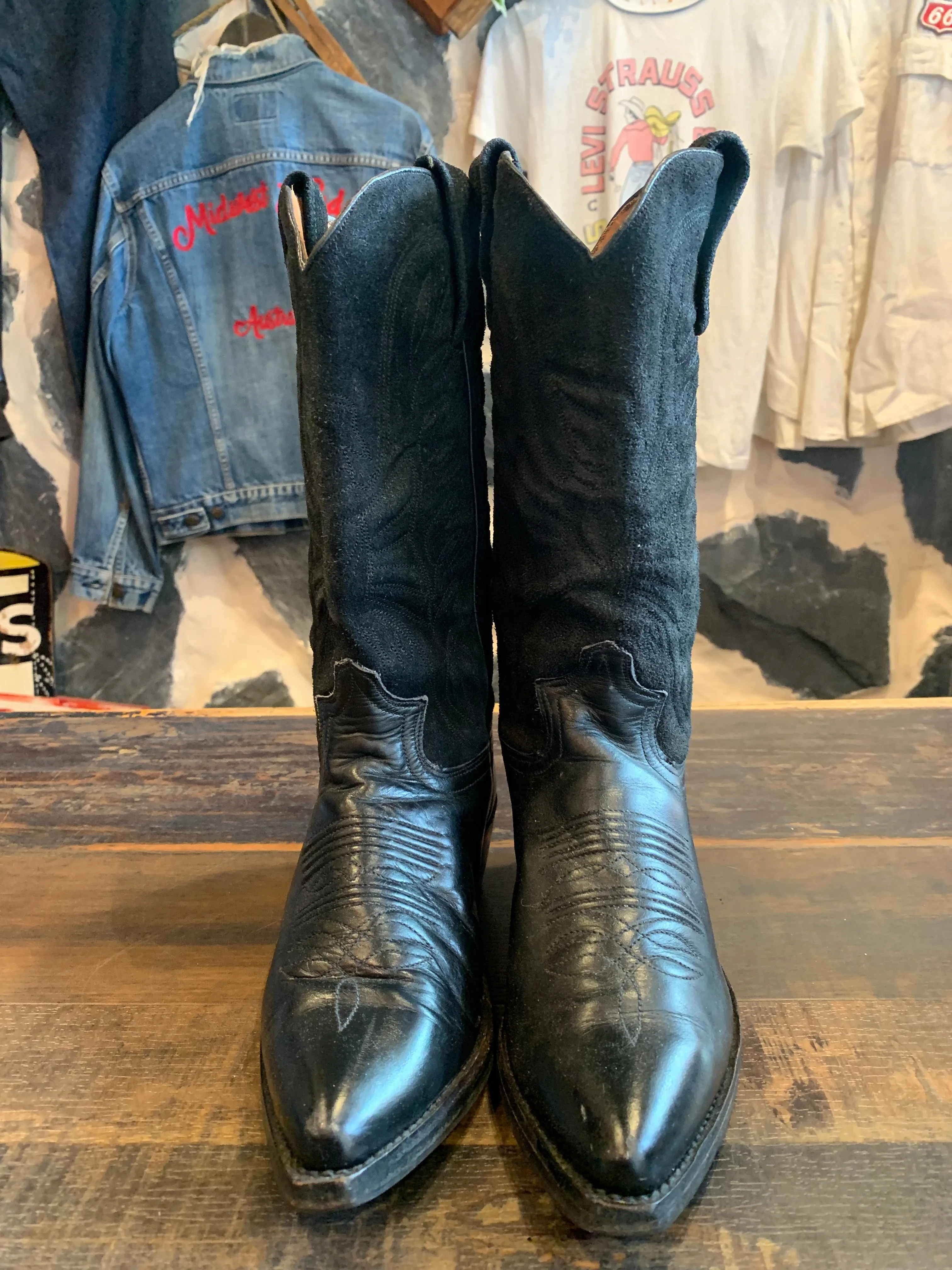 Vintage Sendra Black w Suede Top, W 5-6