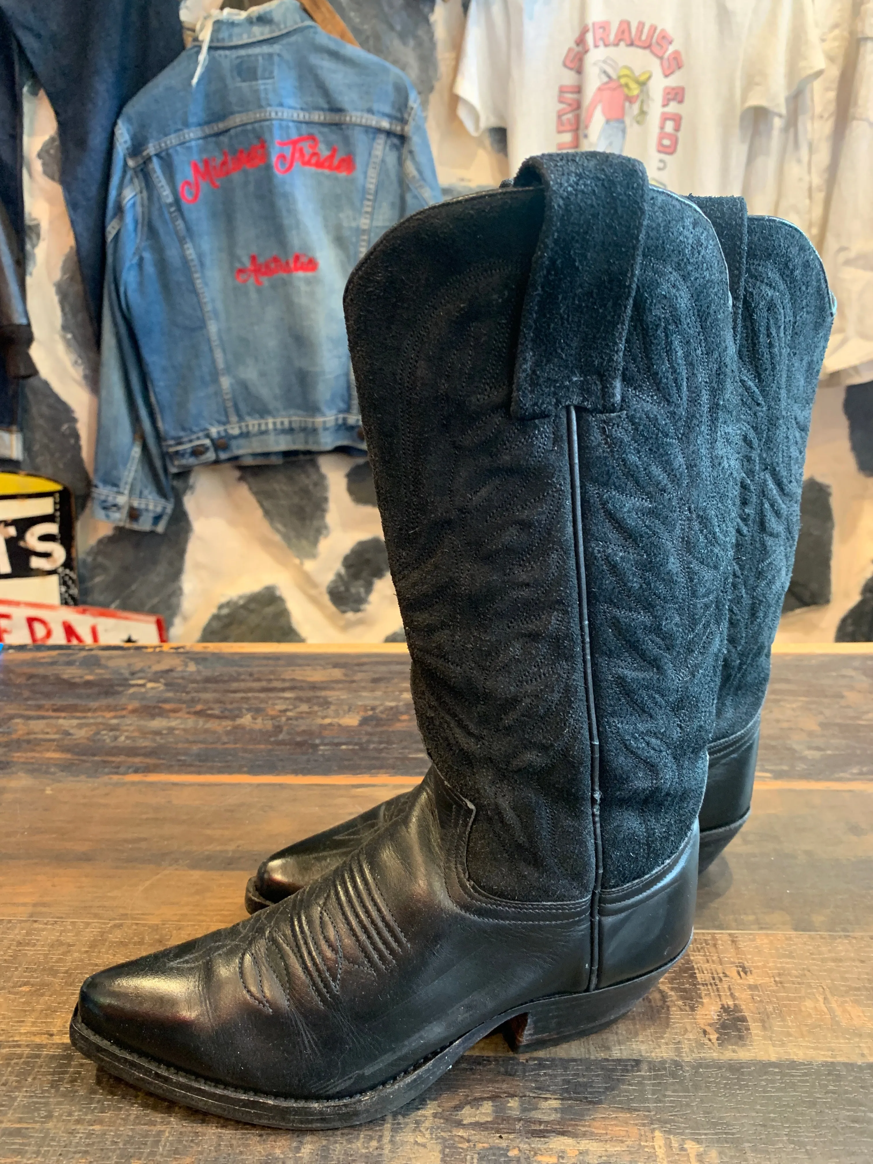 Vintage Sendra Black w Suede Top, W 5-6