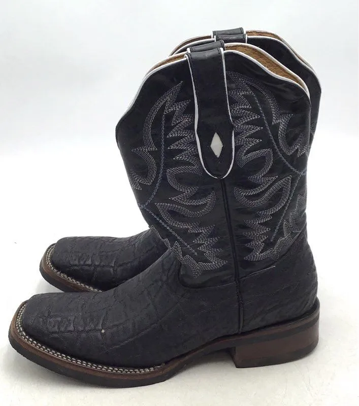 West Wings Men's Black Leather Cowboy Western Boots - Size 6.5
